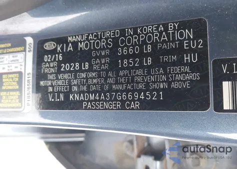 2016 Kia Rio Lx from USA, damaged, VIN KNADM4A37G6694521